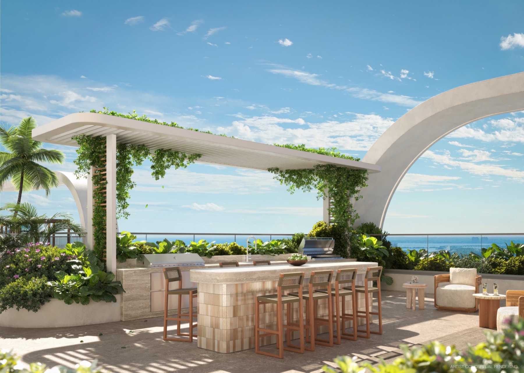 Rooftop clubhouse and grills