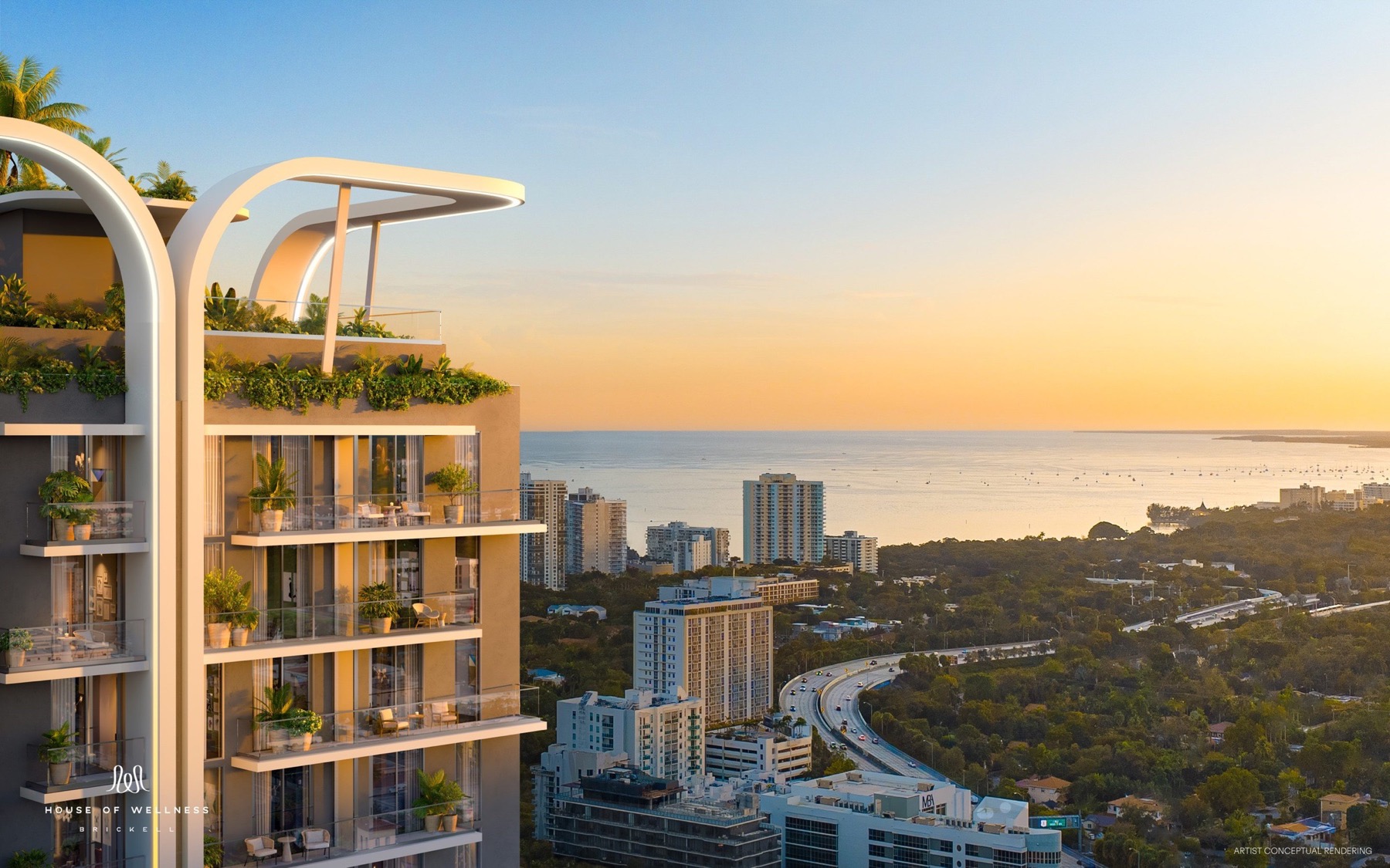 The bay looking south from residence height — artist's rendering