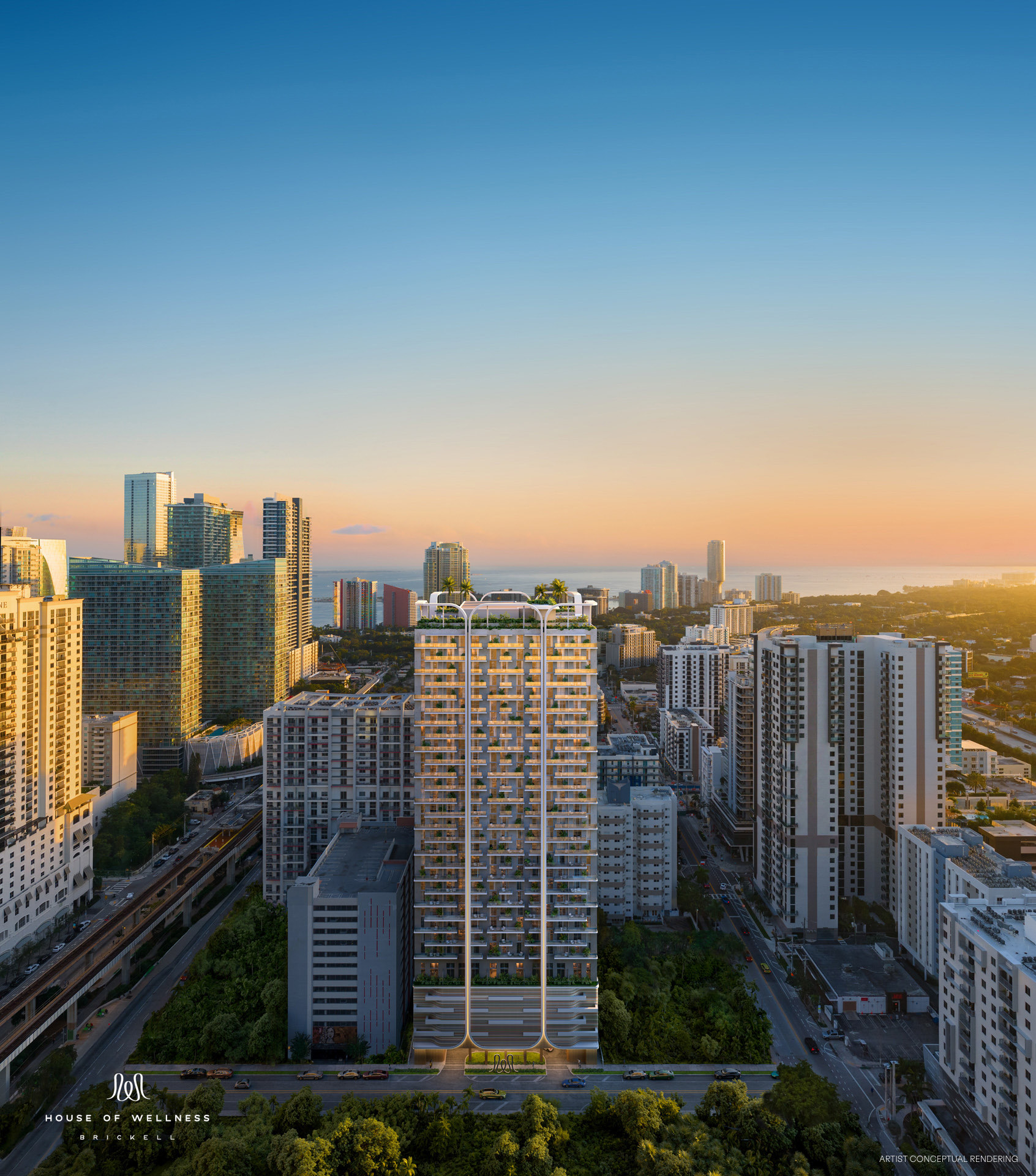 House of Wellness Brickell at sunset